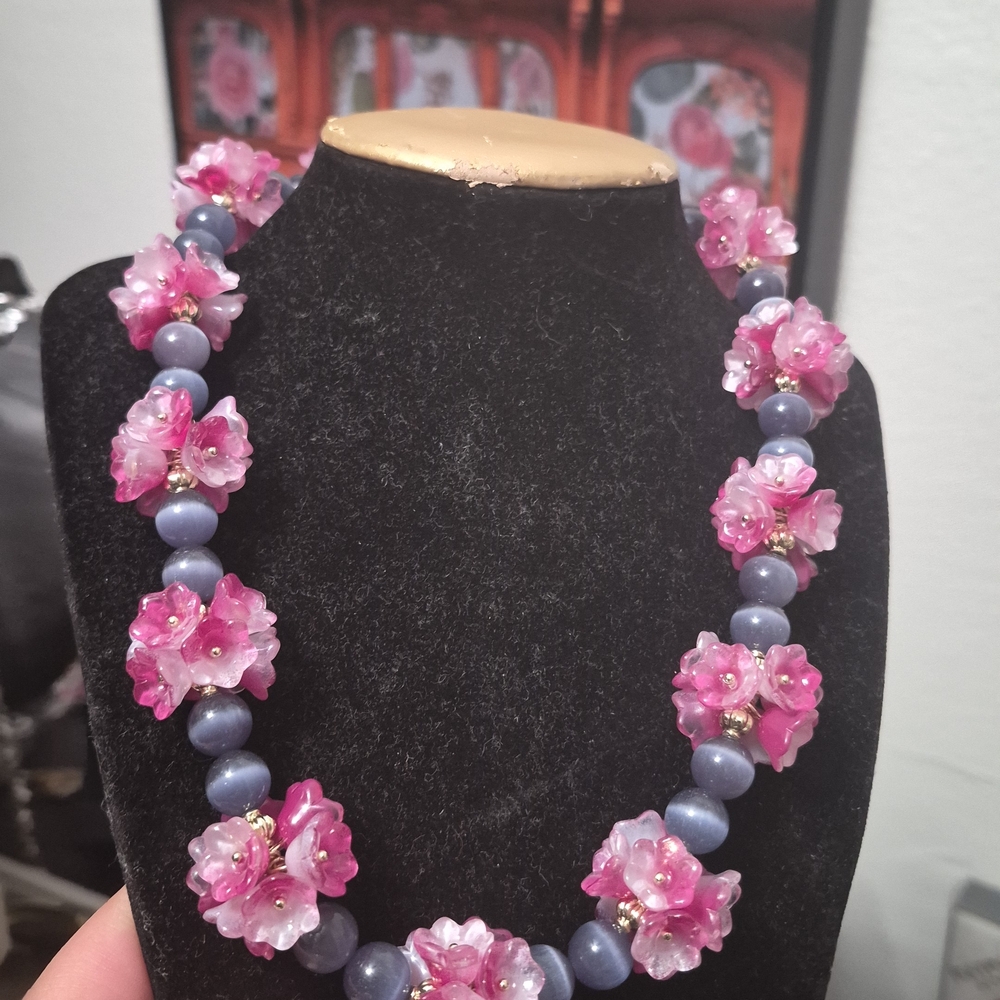 Real Amethyst Fliral Unique Necklace